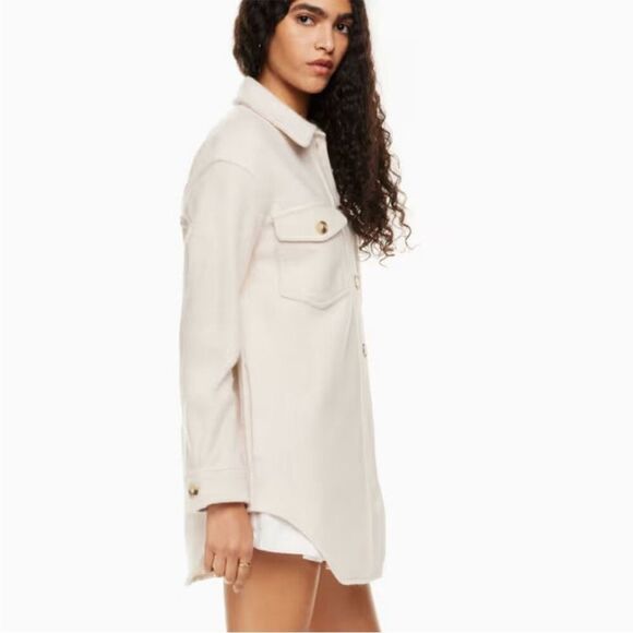 Wilfred Free The Ganna Shirt Jacket Cream Button Closure Pockets Shacket Modern - Picture 4 of 16